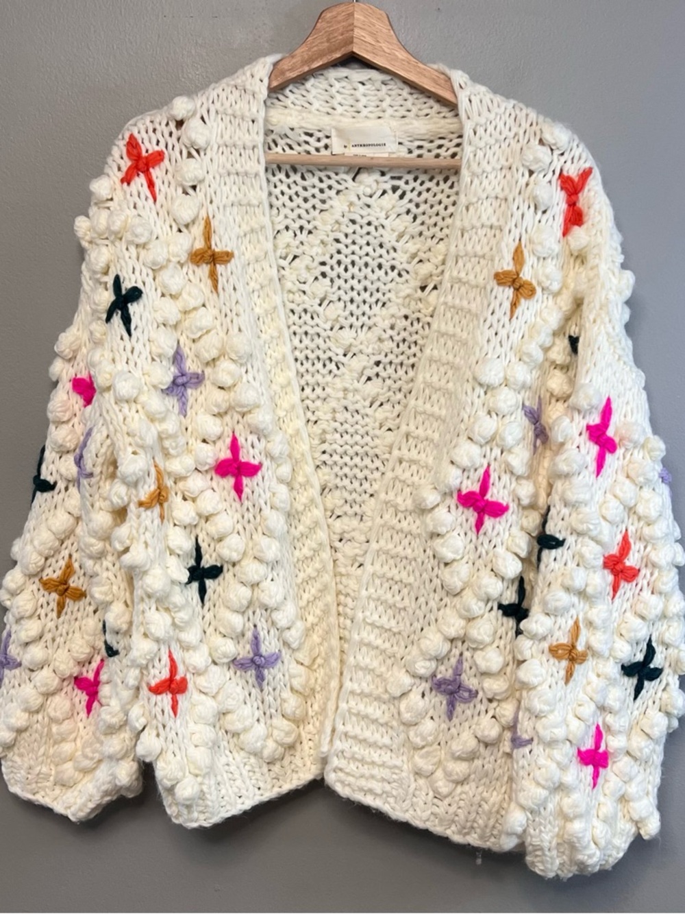 Rare Anthropologie Bubble Chunky Knit Cardigan Sweater Colorful One Size